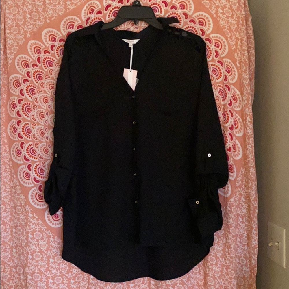 Black long sleeve button up blouse